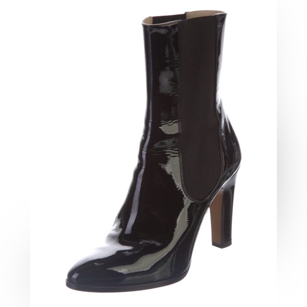 CHANEL Interlocking CC Logo Patent Leather Chelsea Boots - Picture 2 of 6